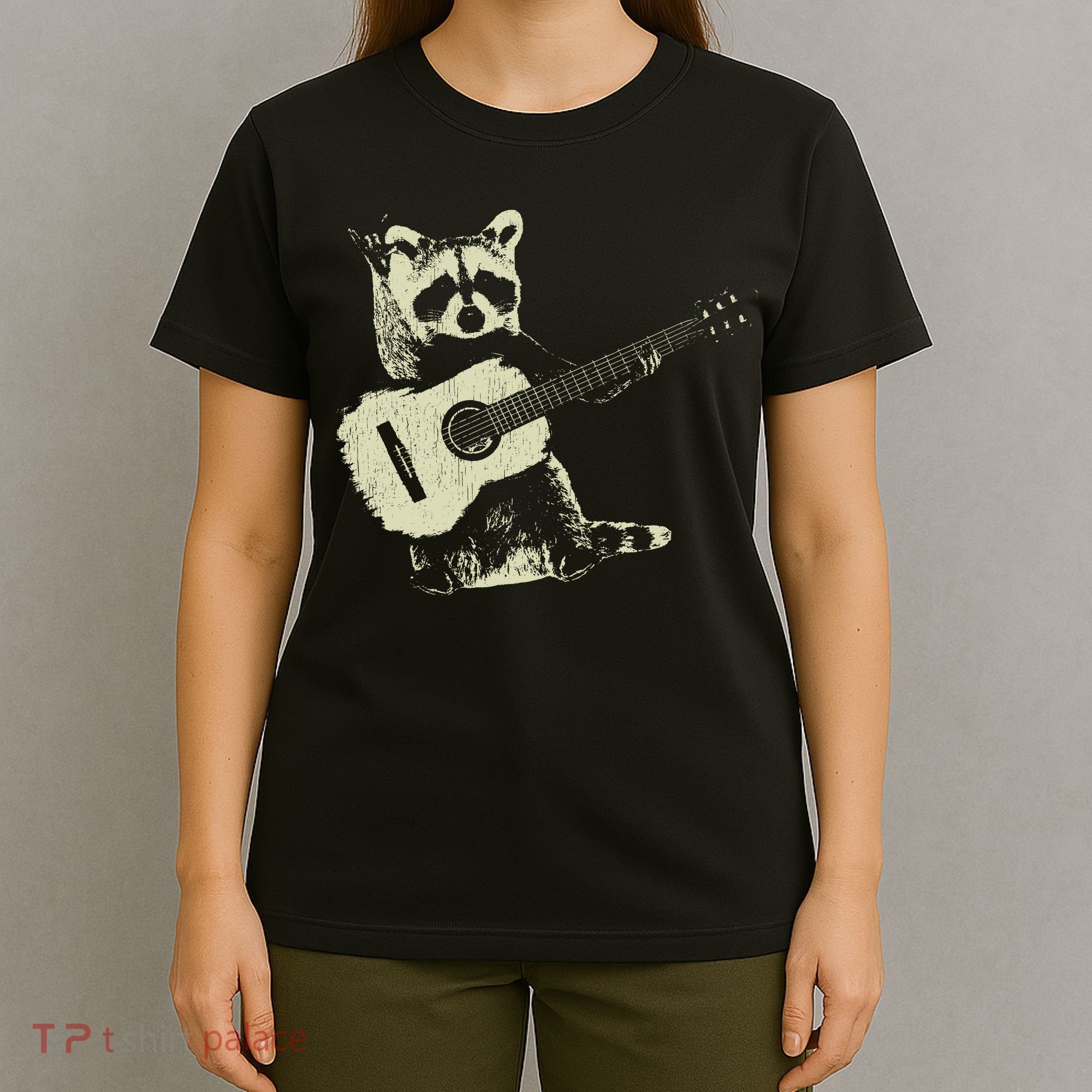 Raccoon Playing Guitar Music T-Shirt