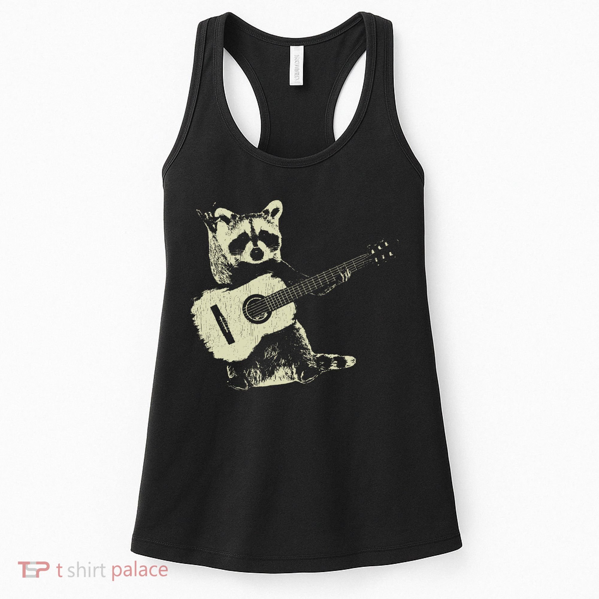 Raccoon Playing Guitar Music Women's Tank Top
