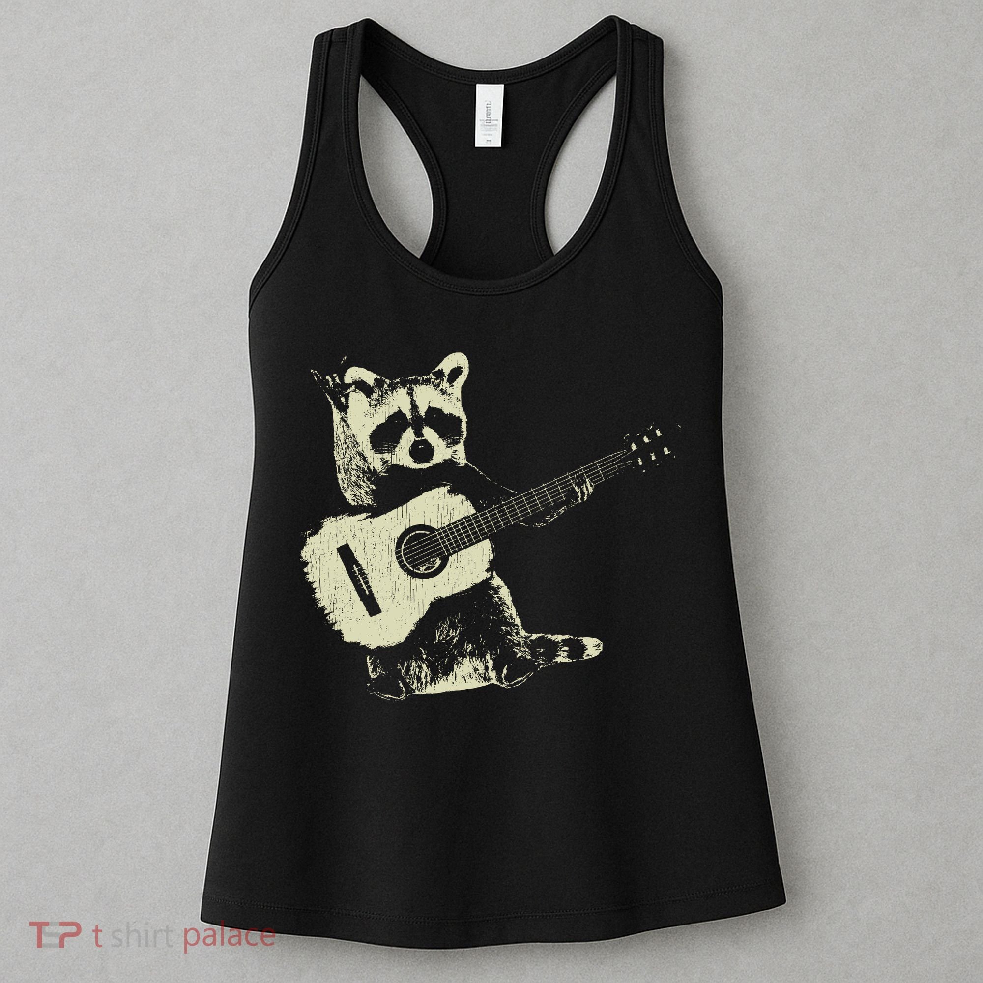 Raccoon Playing Guitar Music Women's Tank Top