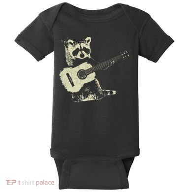 Raccoon Playing Guitar Music Baby Bodysuit