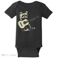 Raccoon Playing Guitar Music Baby Bodysuit thumb 0