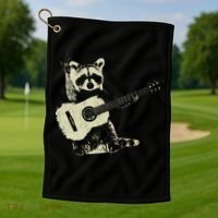 Raccoon Playing Guitar Music Golf Towel thumb 1