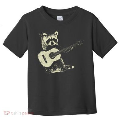 Raccoon Playing Guitar Music Toddler T-Shirt
