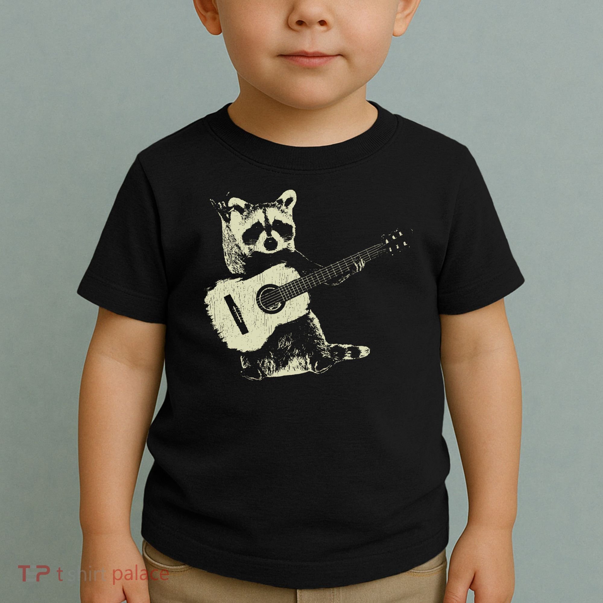 Raccoon Playing Guitar Music Toddler T-Shirt