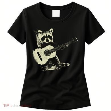 Raccoon Playing Guitar Music Women's T-Shirt