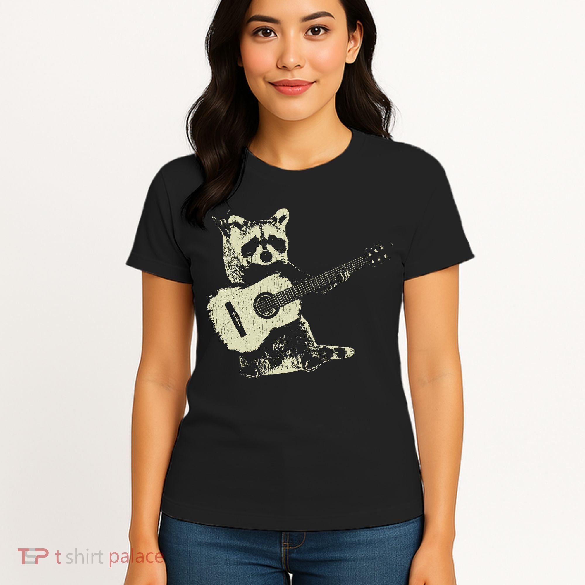 Raccoon Playing Guitar Music Women's T-Shirt