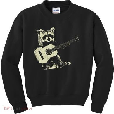 Raccoon Playing Guitar Music Kids Sweatshirt