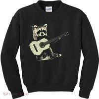 Raccoon Playing Guitar Music Kids Sweatshirt thumb 0