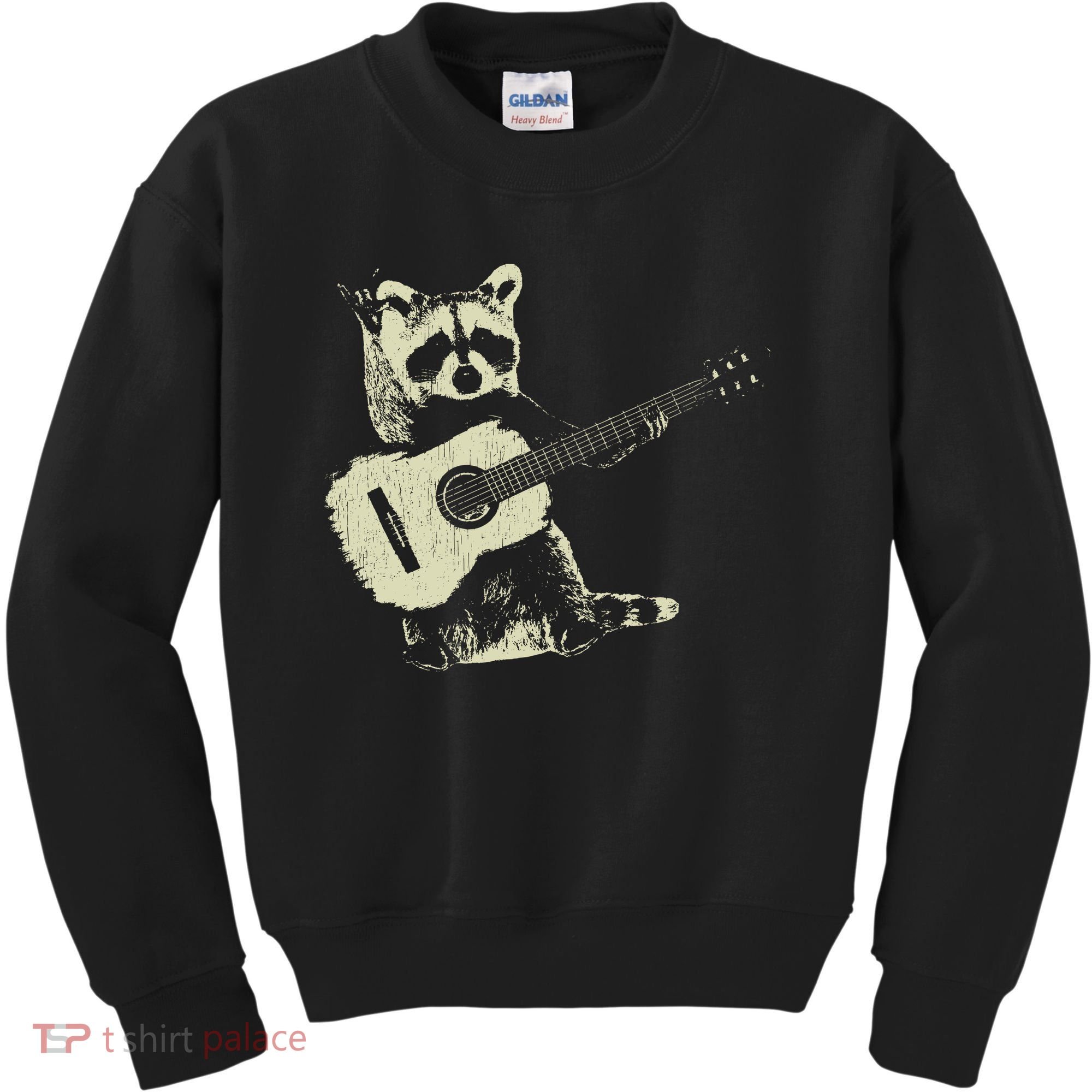 Raccoon Playing Guitar Music Kids Sweatshirt