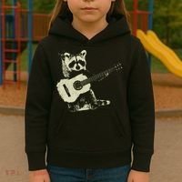 Raccoon Playing Guitar Music Kids Hoodie thumb 3