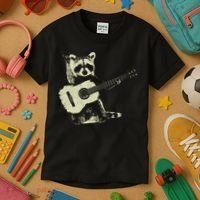 Raccoon Playing Guitar Music Kids T-Shirt thumb 3