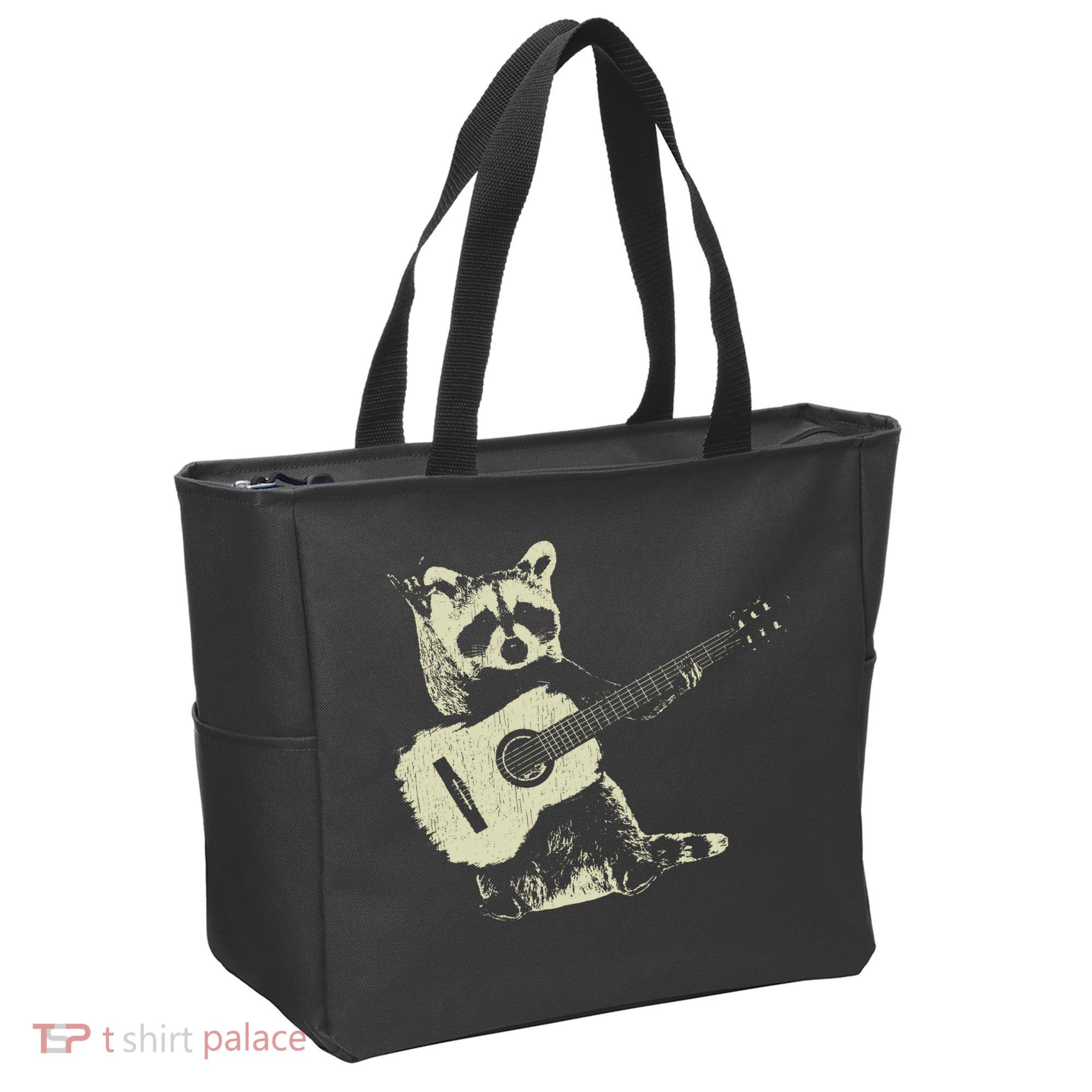 Raccoon Playing Guitar Music Tote Bag