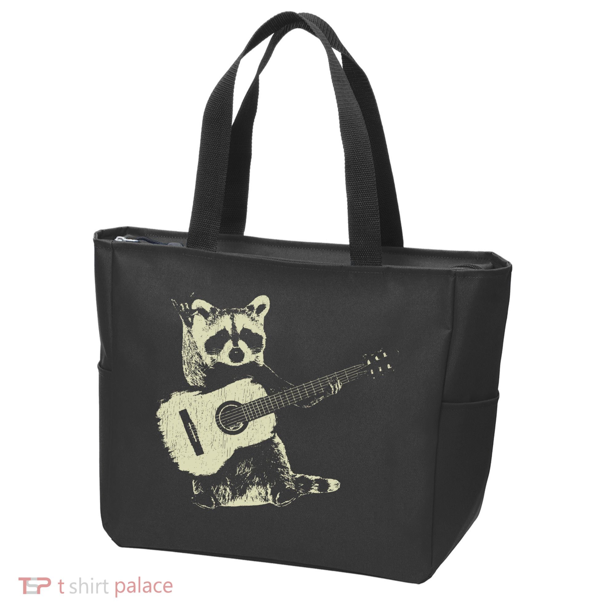 Raccoon Playing Guitar Music Tote Bag