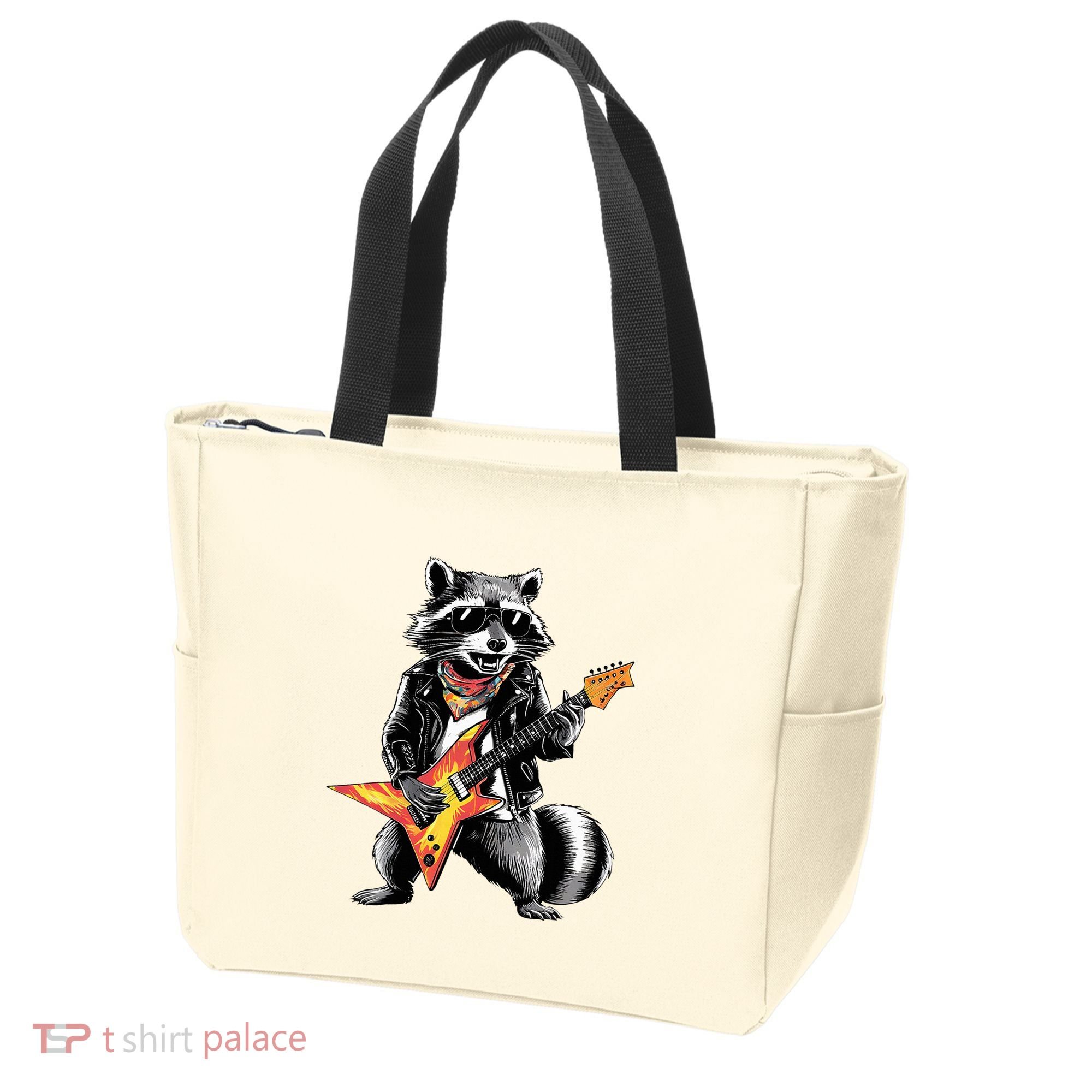 Racoon Playing Guitar Tote Bag