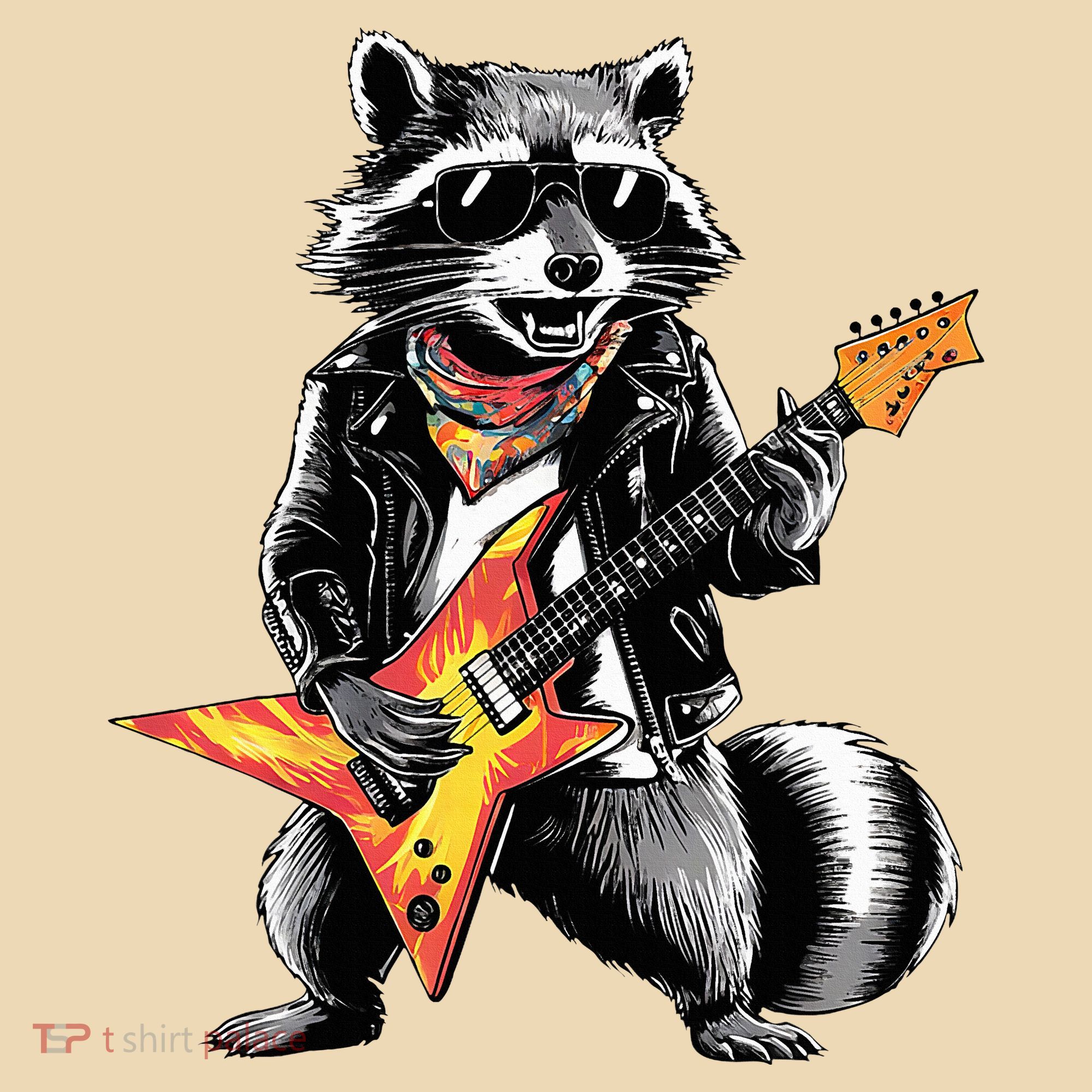 Racoon Playing Guitar Tote Bag