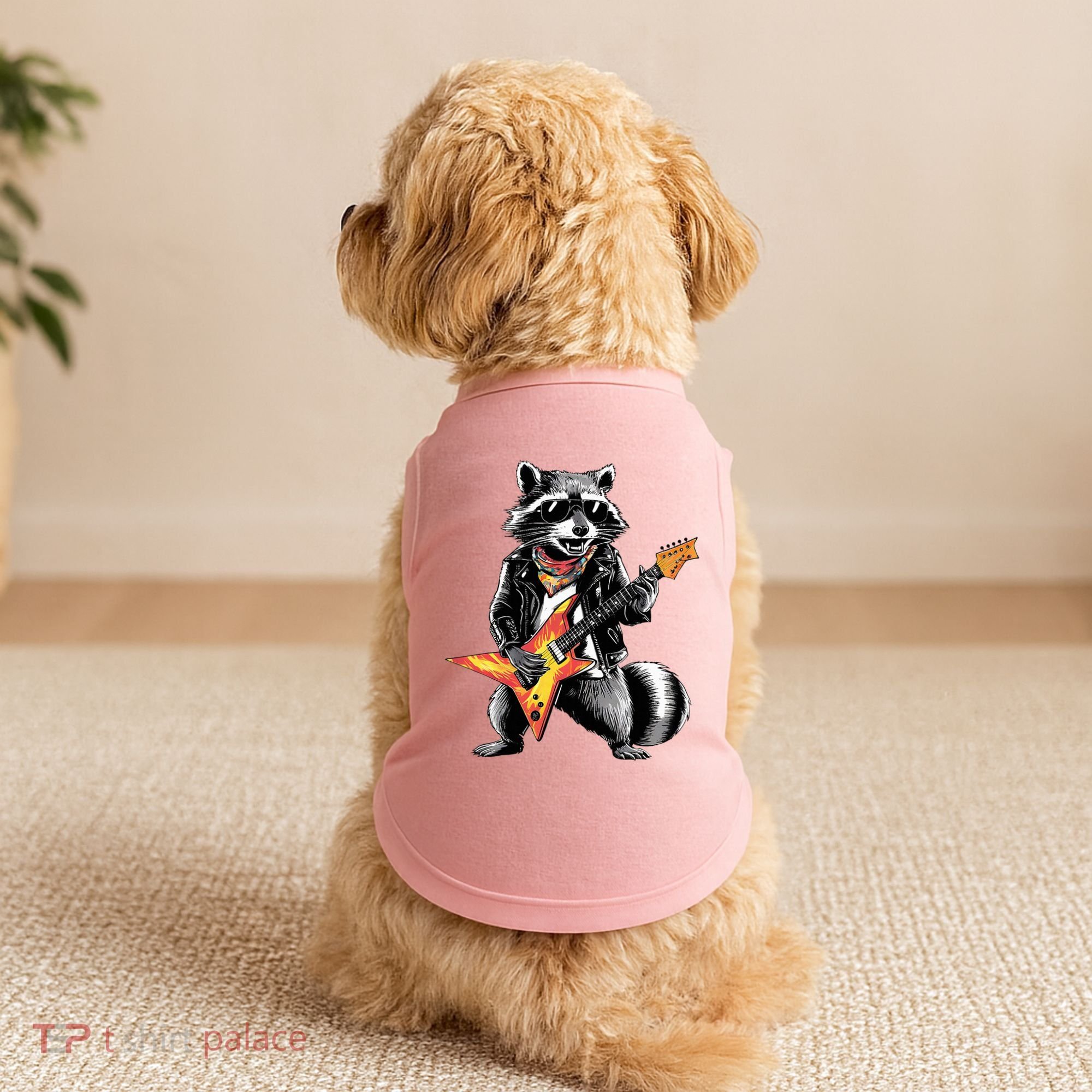 Racoon Playing Guitar Doggie Tank