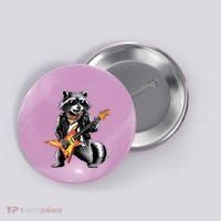 Racoon Playing Guitar Button thumb 0