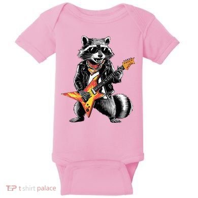 Racoon Playing Guitar Baby Bodysuit