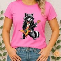 Racoon Playing Guitar Women's T-Shirt thumb 2