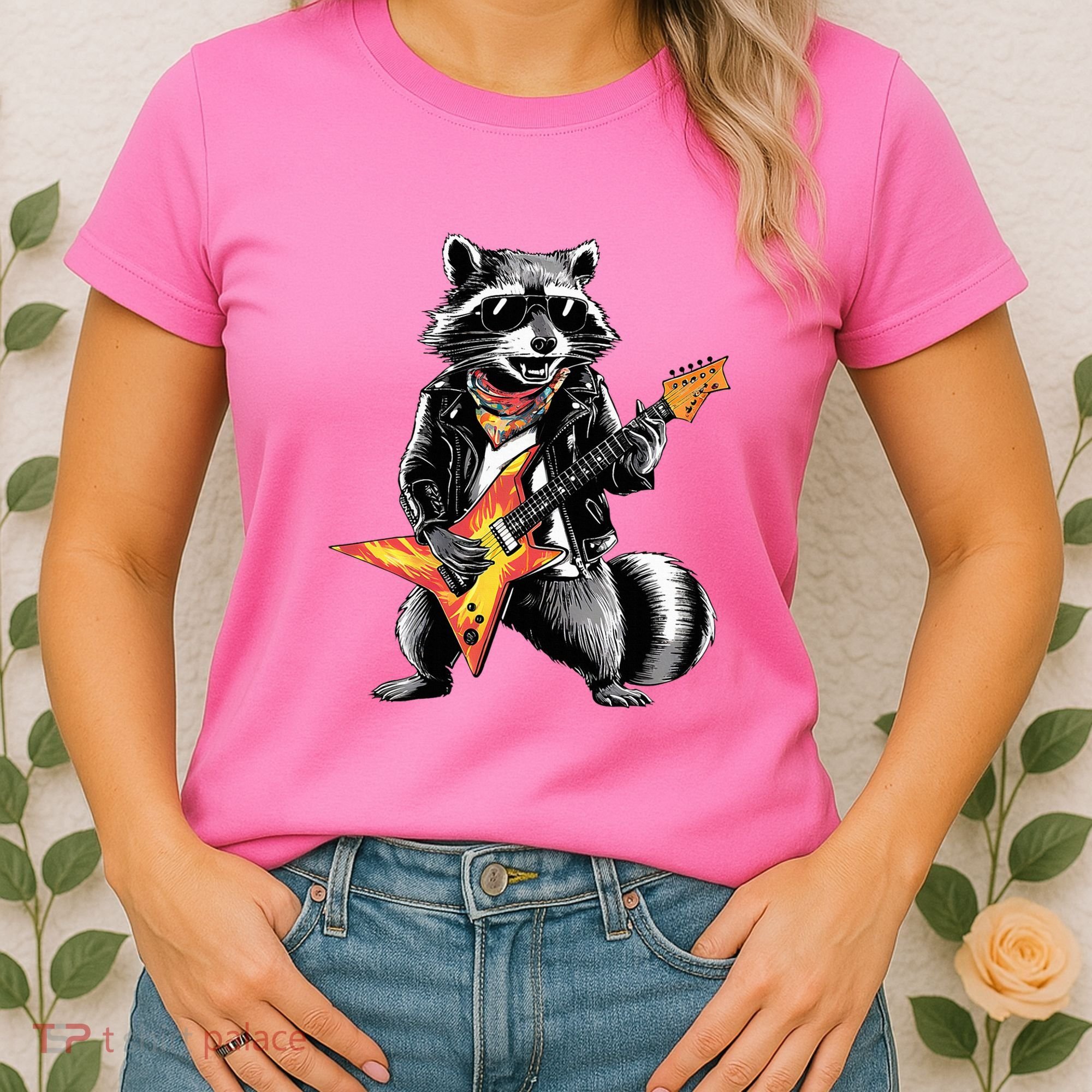 Racoon Playing Guitar Women's T-Shirt
