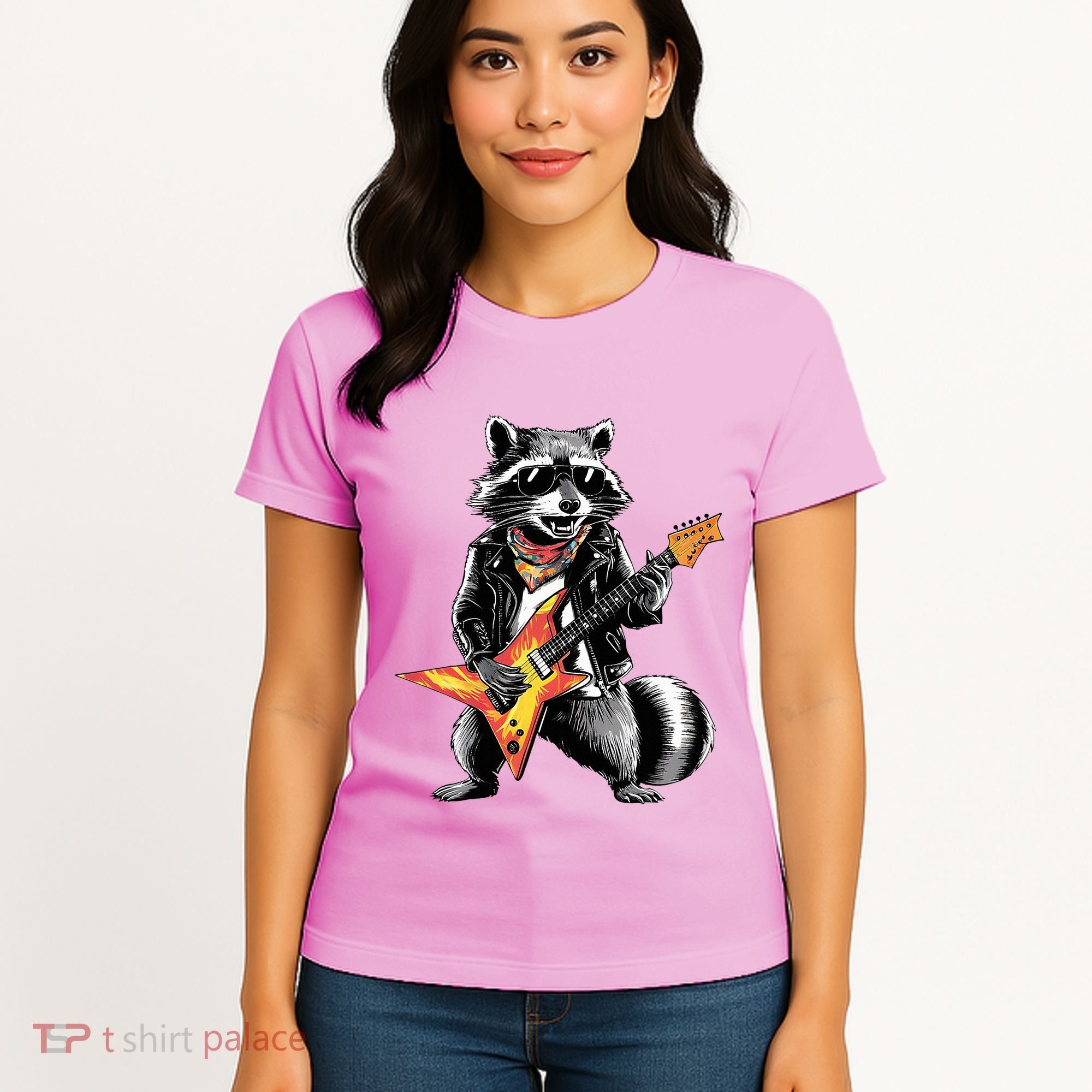 Racoon Playing Guitar Women's T-Shirt