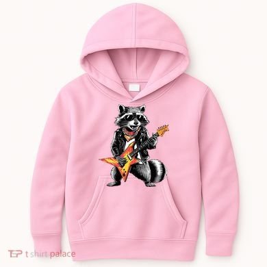Racoon Playing Guitar Kids Hoodie