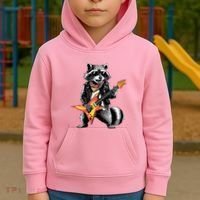 Racoon Playing Guitar Kids Hoodie thumb 2