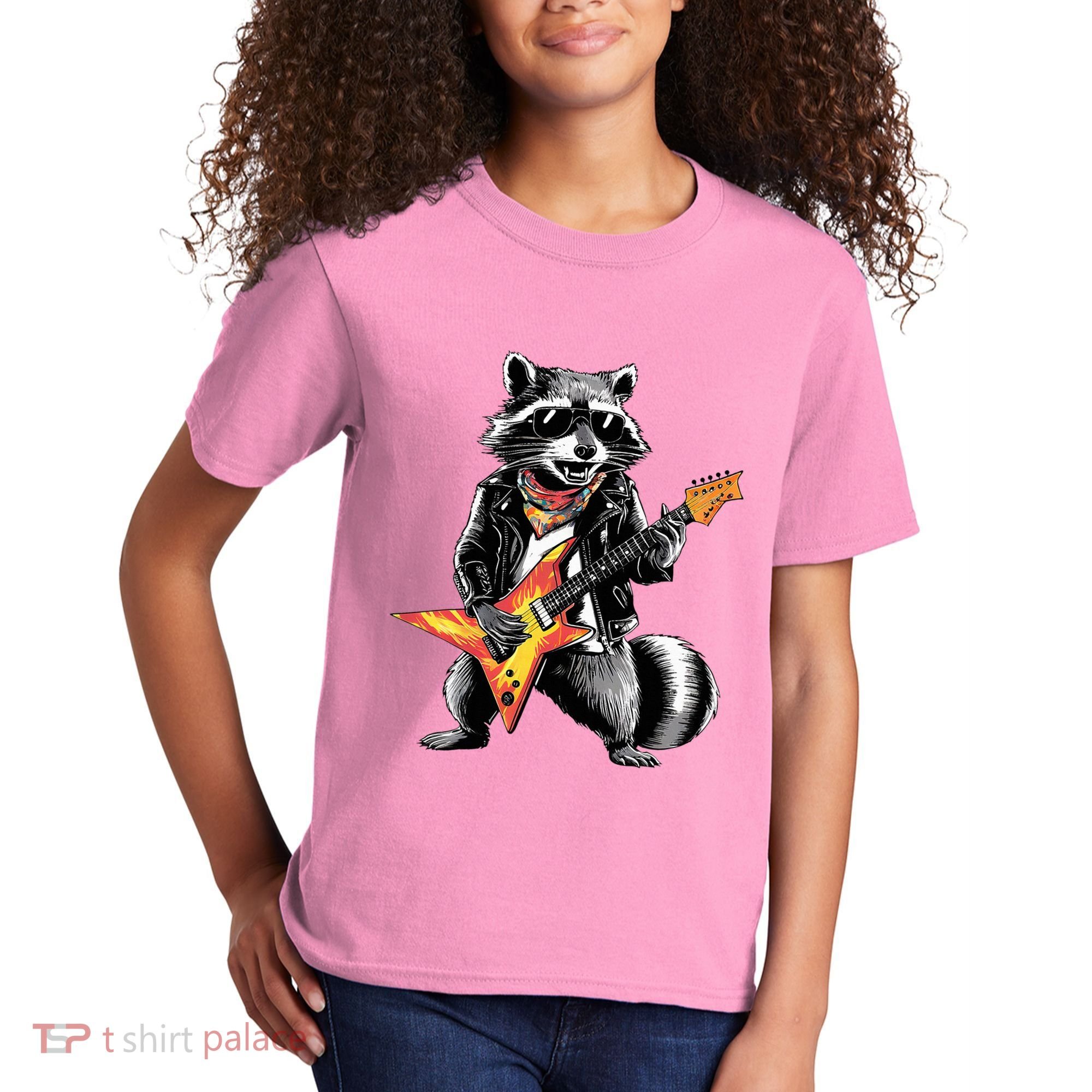 Racoon Playing Guitar Kids T-Shirt