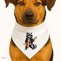 Racoon Playing Guitar USA-Made Doggie Bandana thumb 1