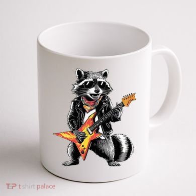Racoon Playing Guitar Coffee Mug back