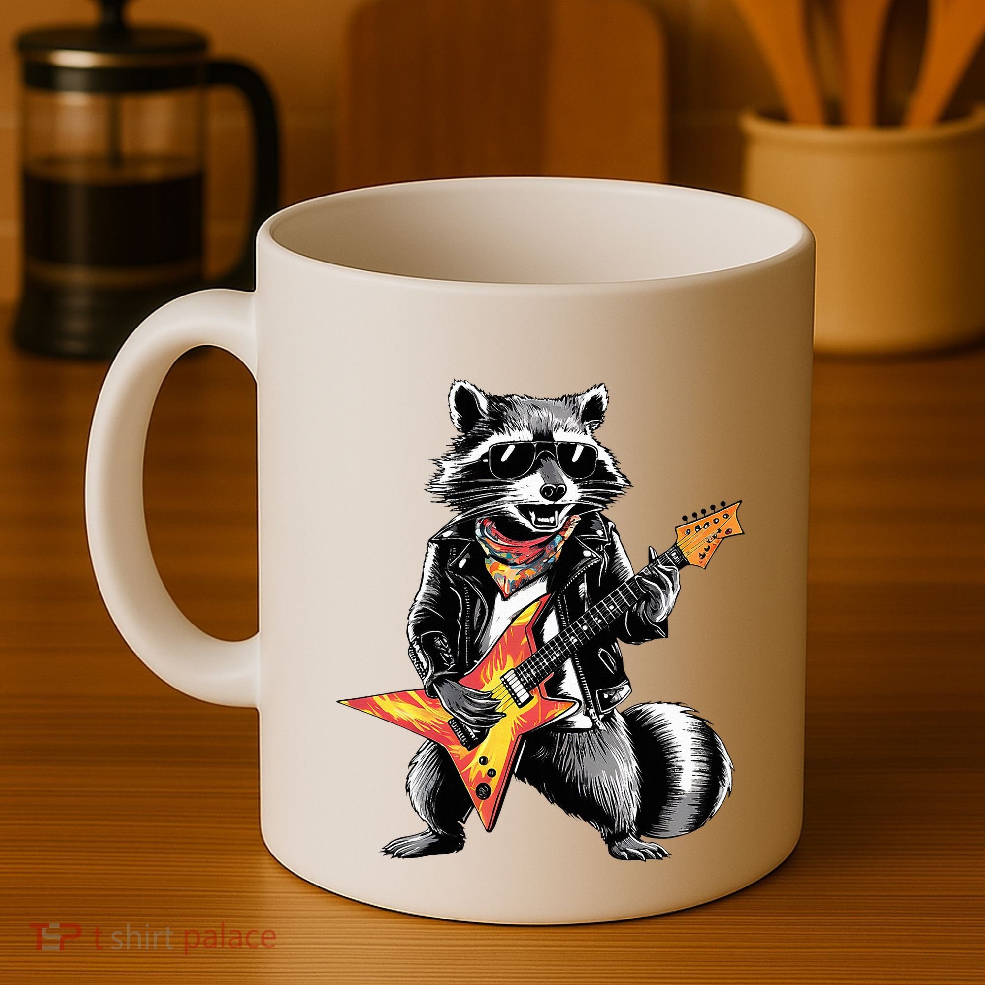 Racoon Playing Guitar Coffee Mug
