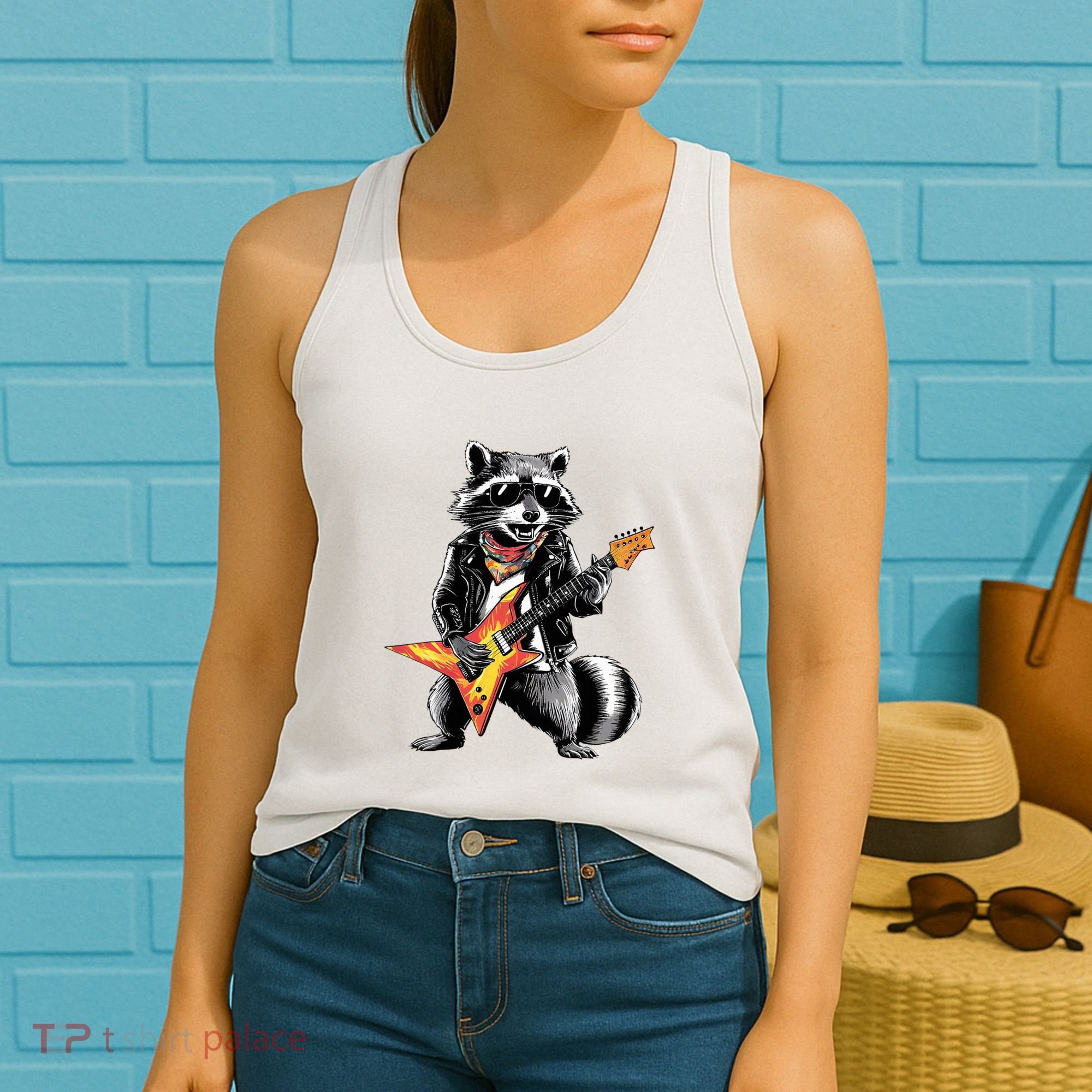 Racoon Playing Guitar Women's Tank Top