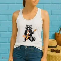 Racoon Playing Guitar Women's Tank Top thumb 2