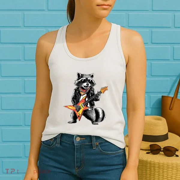 Racoon Playing Guitar Women's Tank Top