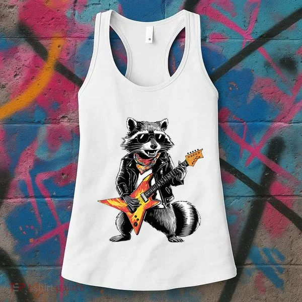 Racoon Playing Guitar Women's Tank Top