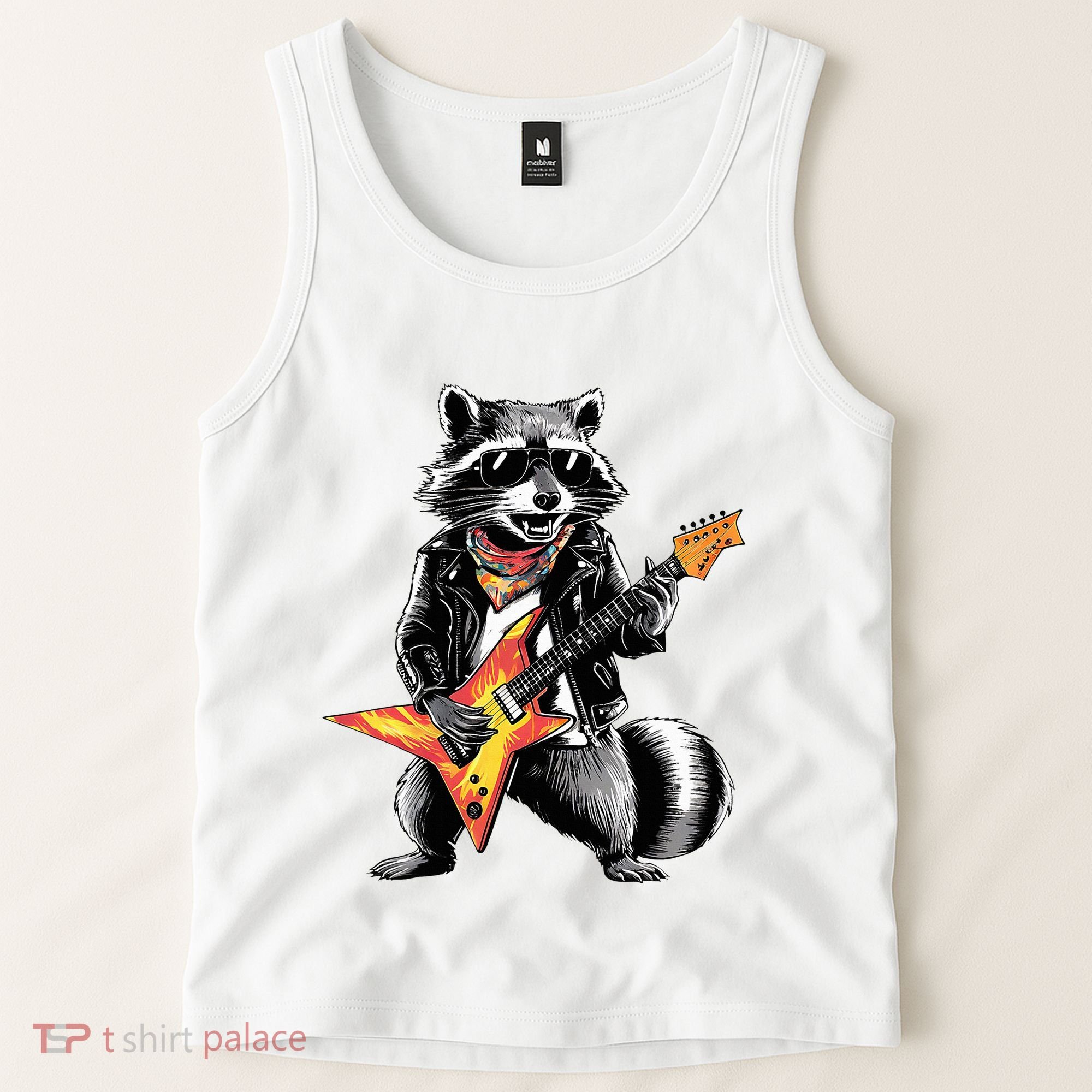 Racoon Playing Guitar Tank Top
