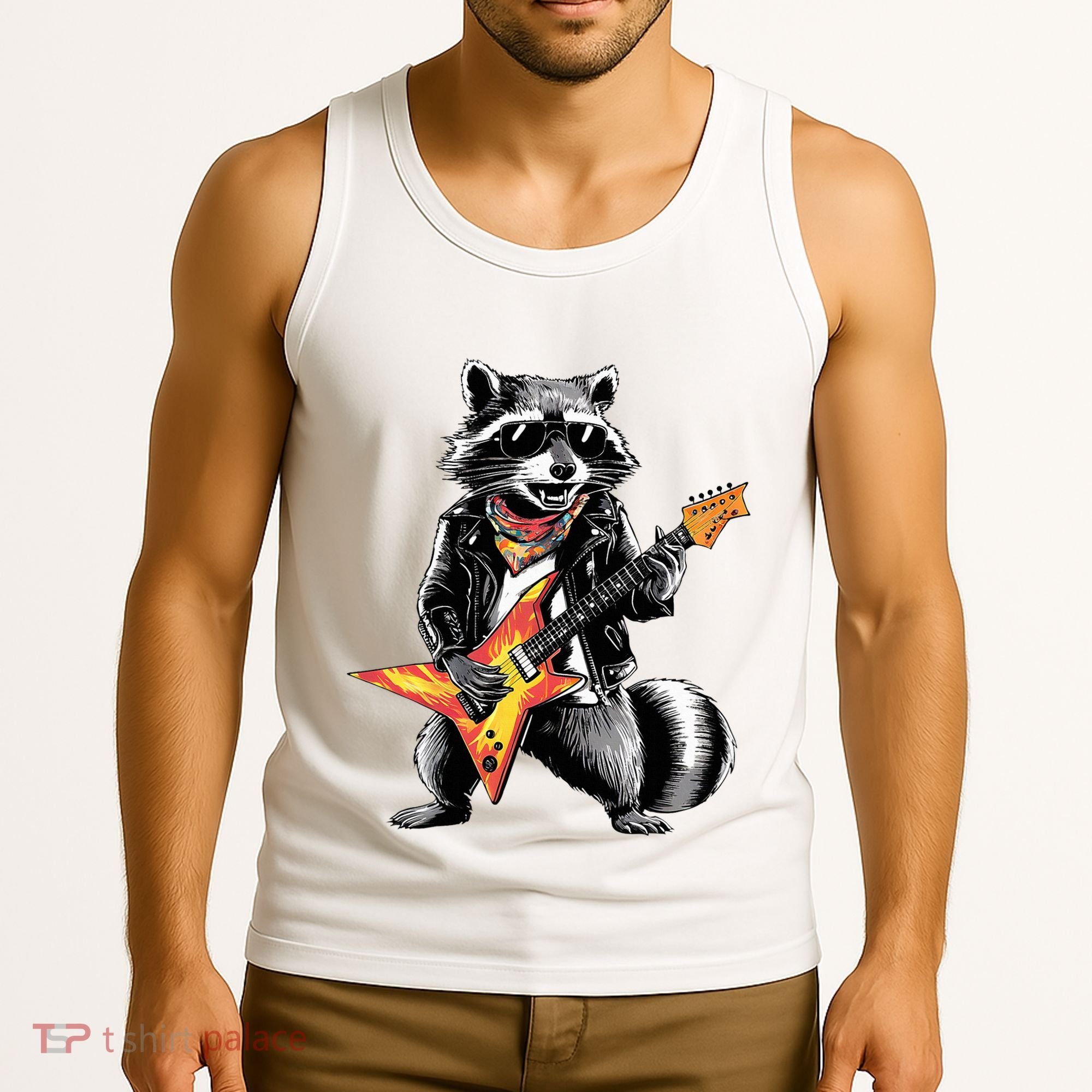Racoon Playing Guitar Tank Top