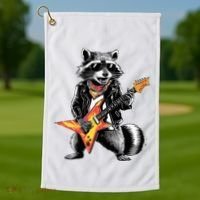 Racoon Playing Guitar Golf Towel thumb 1