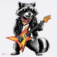 Racoon Playing Guitar Golf Towel thumb 3
