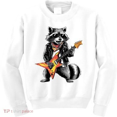 Racoon Playing Guitar Kids Sweatshirt