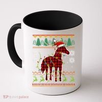 Red Plaid Horse Santa Hat Ugly Christmas Sweater Pajamas Great Gift Coffee Mug thumb 0