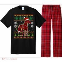 Red Plaid Horse Santa Hat Ugly Christmas Sweater Pajamas Great Gift Pajama Set thumb 0