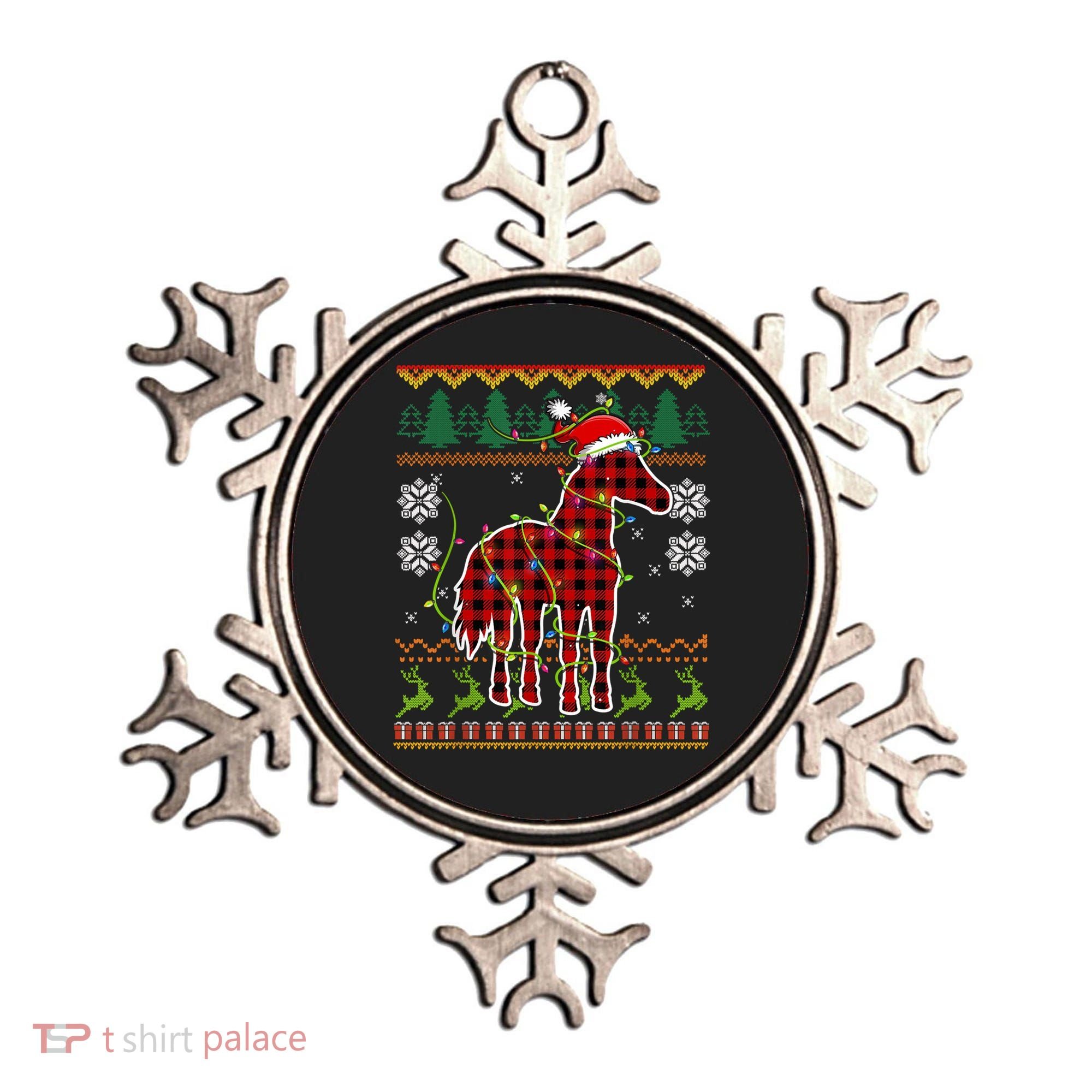 Red Plaid Horse Santa Hat Ugly Christmas Sweater Pajamas Great Gift Ornament