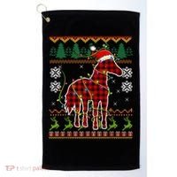Red Plaid Horse Santa Hat Ugly Christmas Sweater Pajamas Great Gift Golf Towel thumb 0