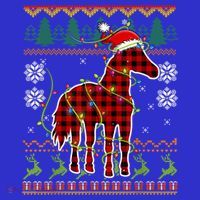 Red Plaid Horse Santa Hat Ugly Christmas Sweater Pajamas Great Gift Long Sleeve Shirt thumb 2