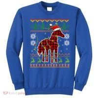 Red Plaid Horse Santa Hat Ugly Christmas Sweater Pajamas Great Gift Sweatshirt thumb 0