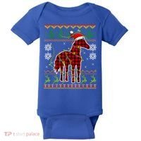 Red Plaid Horse Santa Hat Ugly Christmas Sweater Pajamas Great Gift Baby Bodysuit thumb 0