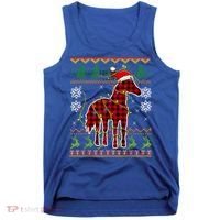 Red Plaid Horse Santa Hat Ugly Christmas Sweater Pajamas Great Gift Tank Top thumb 0