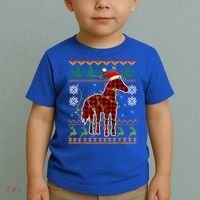 Red Plaid Horse Santa Hat Ugly Christmas Sweater Pajamas Great Gift Toddler T-Shirt thumb 2