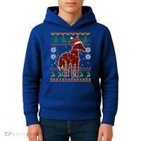 Red Plaid Horse Santa Hat Ugly Christmas Sweater Pajamas Great Gift Kids Hoodie thumb 4